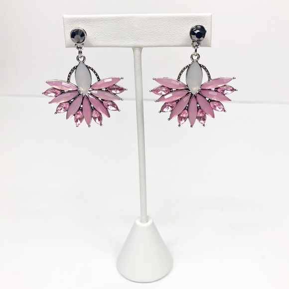Boho Pink Gray White Women’s Earrings Boutique Gift NEW - Picture 5 of 5